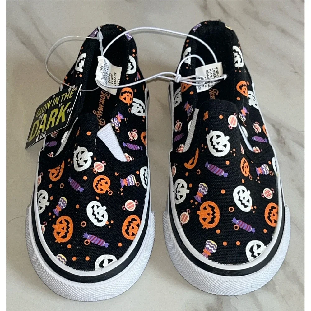 Tommy Bahama Toddler 8 Slip-On Shoes Pumpkins Halloween Glow in‎ the Dark Canvas